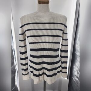 Talbots boat neck striped knit sweater sz s Petite